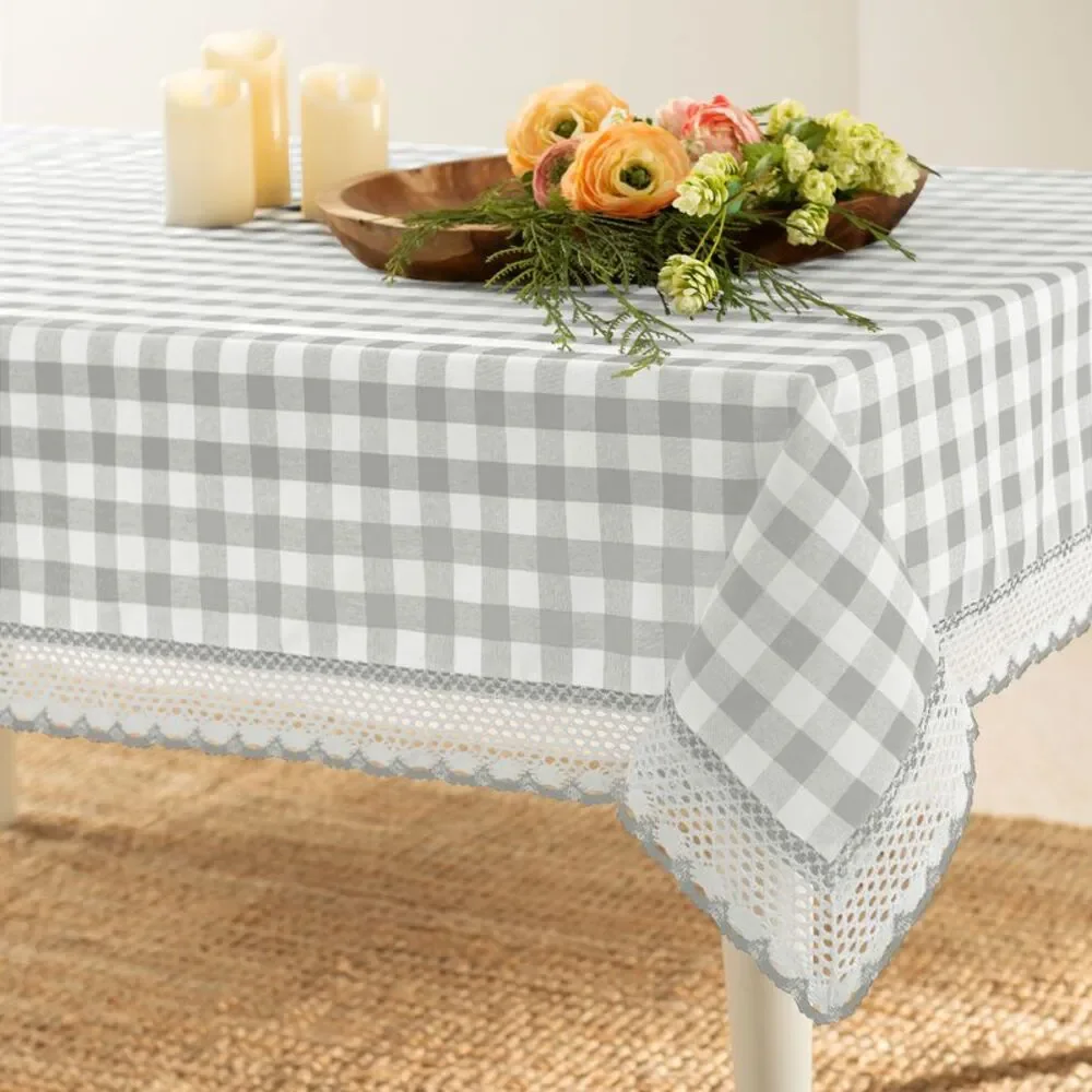 Achim Home Furnishing, Buffalo Kitchen Table Cloth, Gray ,60